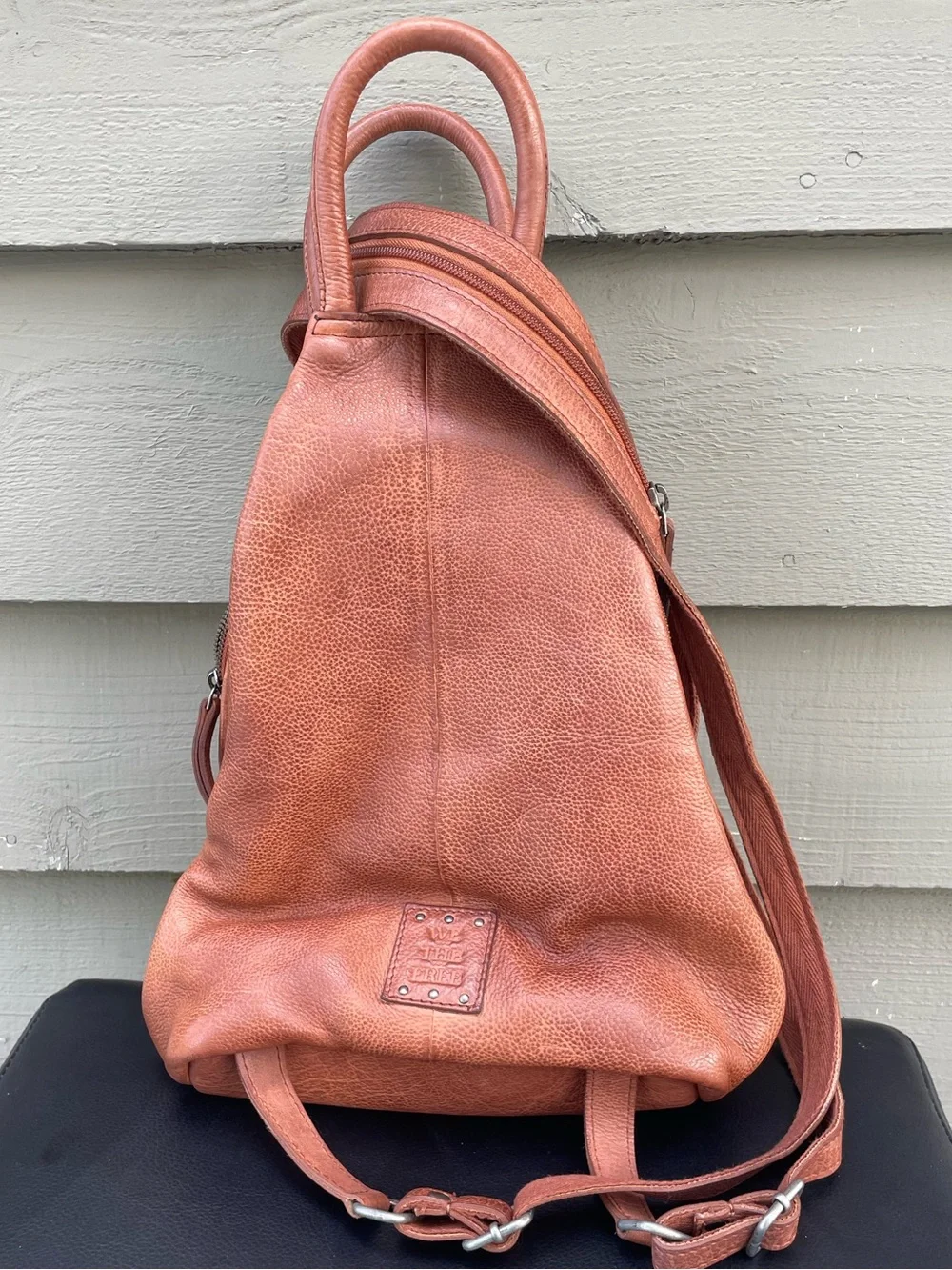 Free People  Soho Convertible Cognac Leather Sling Backpack